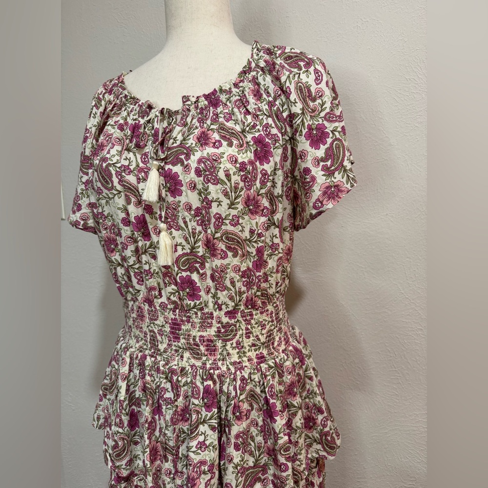 Patrons of Peace Cream and Raspberry Pink Smocked Sundress - Picture 3 of 9